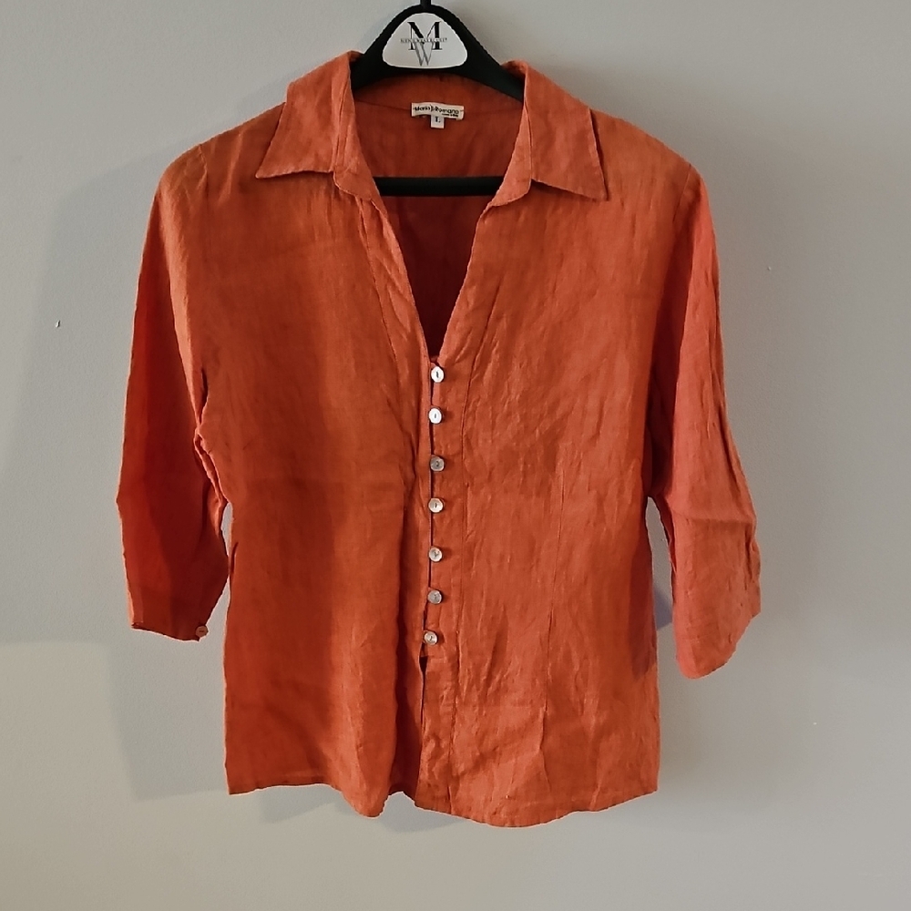 Roma Women's Orange Button Down Shirt